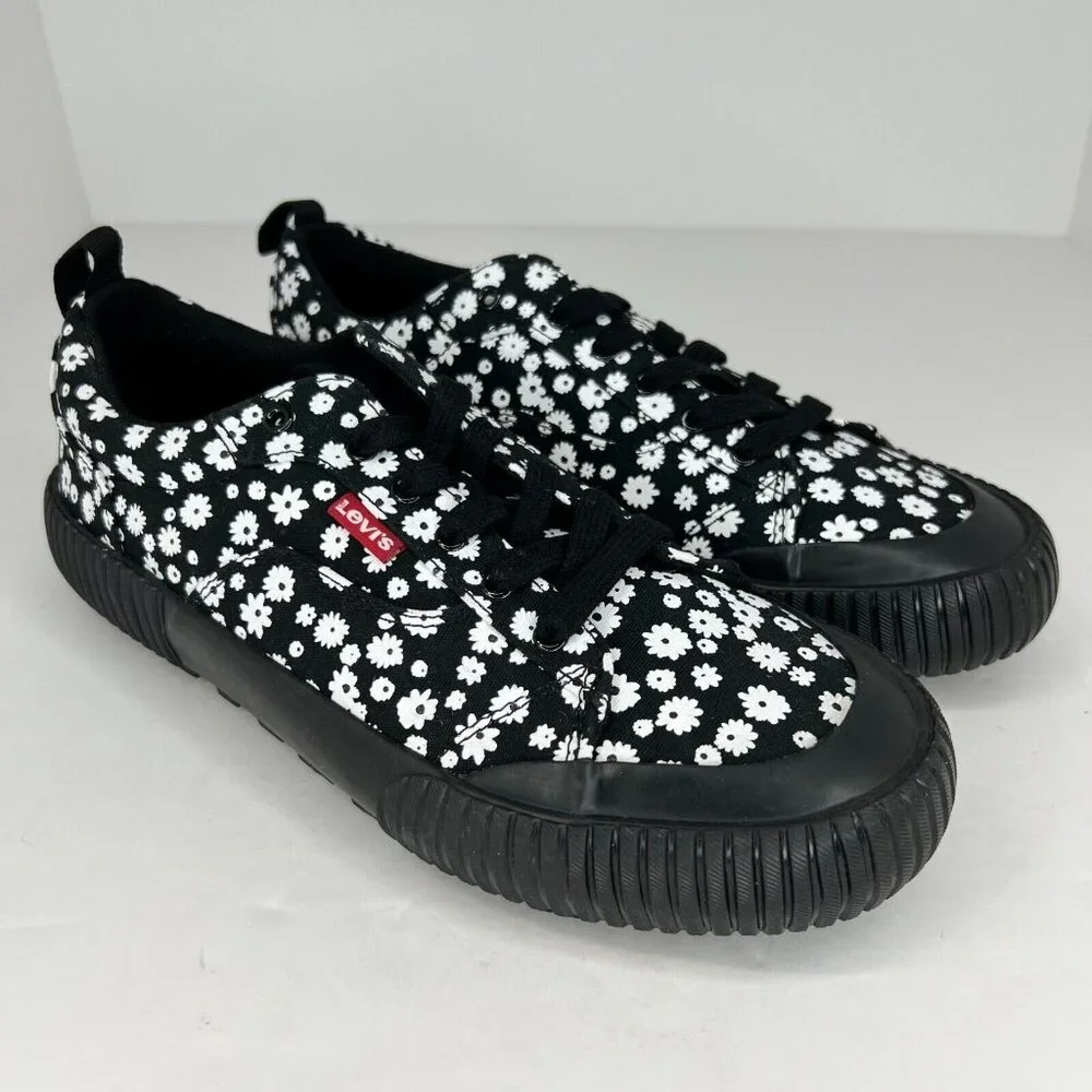 Levis Womens 520411A481 Black Emma Floral Canvas Low Top Size 7.5 Casual Shoes